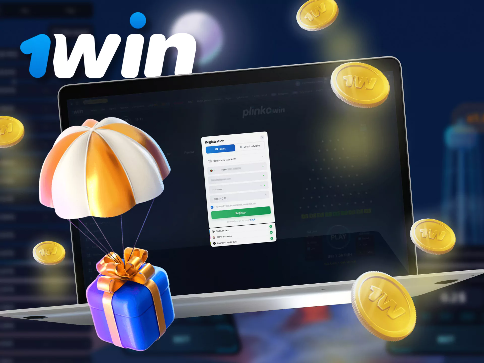 Use a special promo code when registering for a successful and profitable game at Rocket X at 1win.